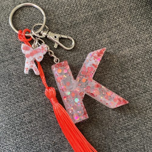 The Resin Pop name letter keychain